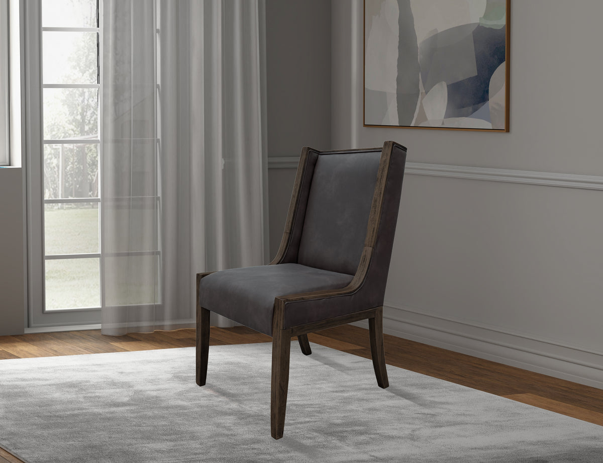 Black Balam Upholstered Chair, Black, Wooden Chair