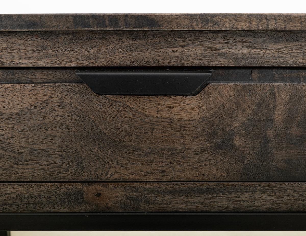 Dark Mita Sofa Table, 2 Drawer, 1 Shelf