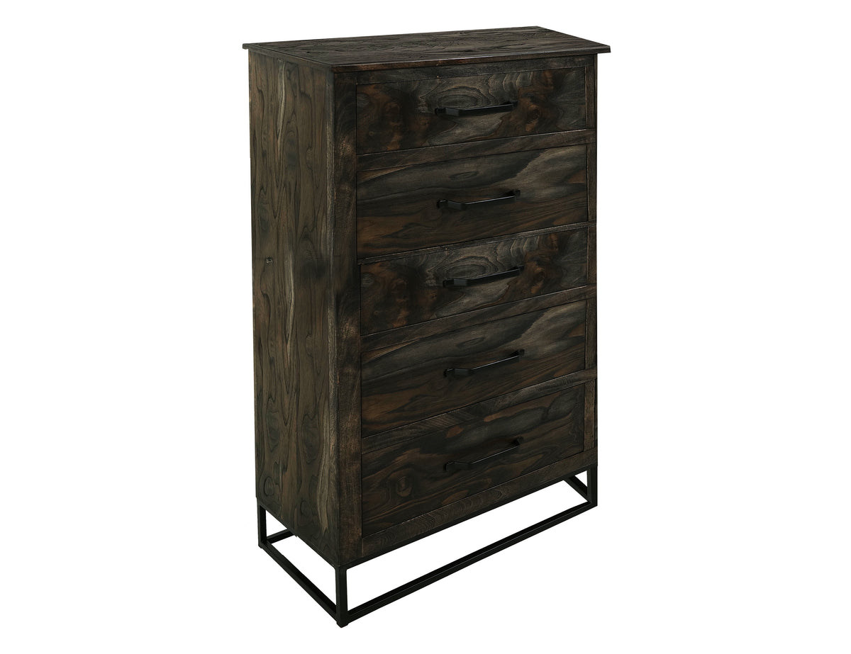 Dark Teak Chest, 5 Drawer
