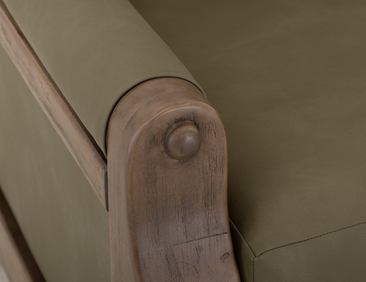 Xel-Ha II Loveseat, Brown/Green, Wooden Frame, Upholstered