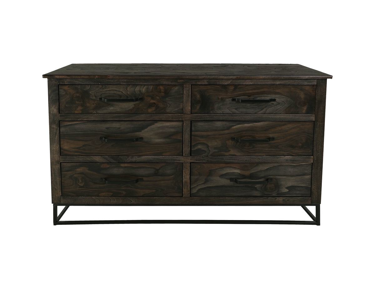 Dark Teak Dresser, 6 Drawer