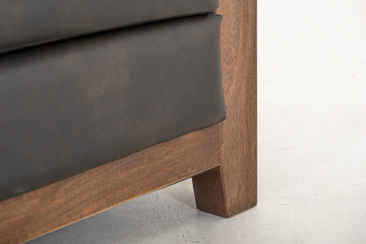 Walnut Sofa, Brown/Black, Wooden Frame, Upholstered