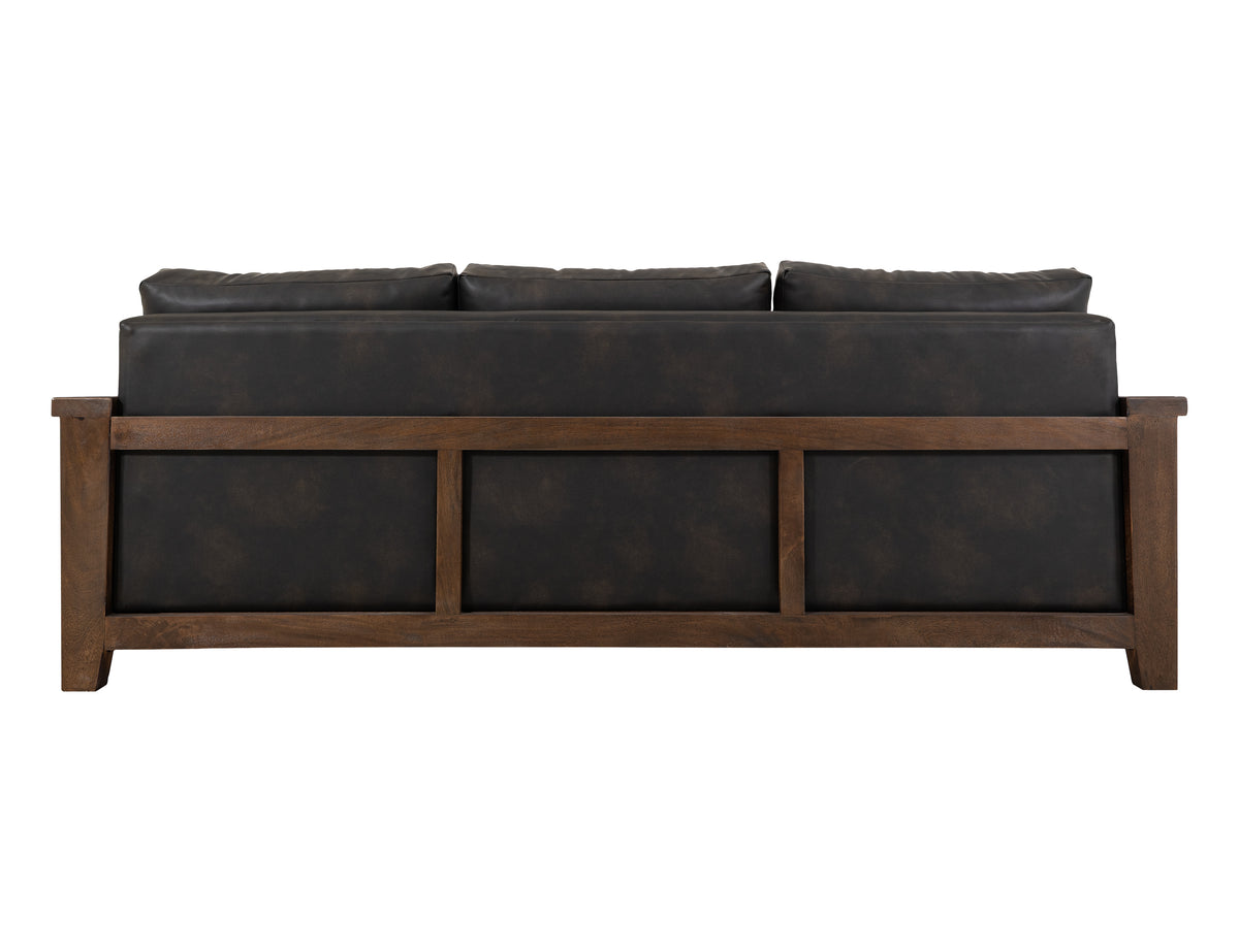 Walnut Sofa, Brown/Black, Wooden Frame, Upholstered