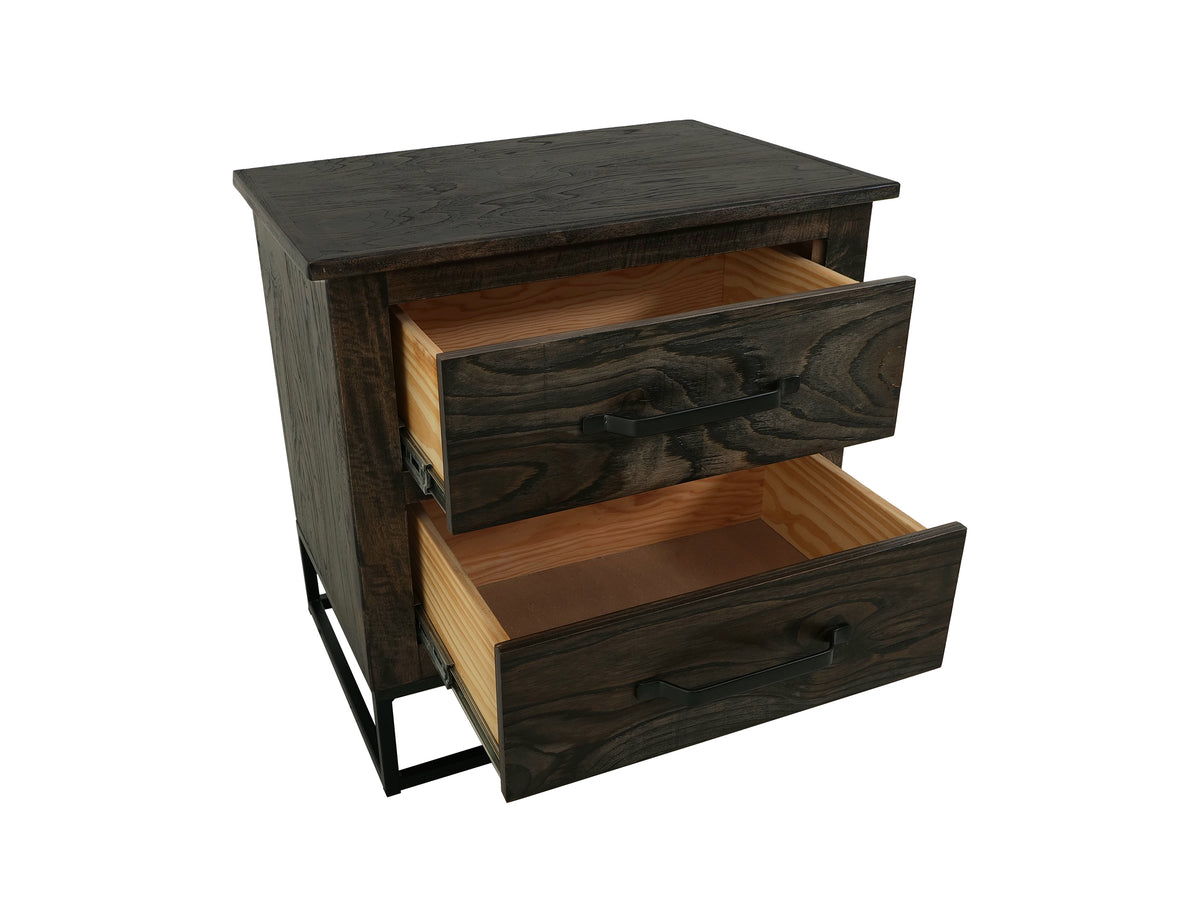 Dark Teak Nightstand, 2 Drawer