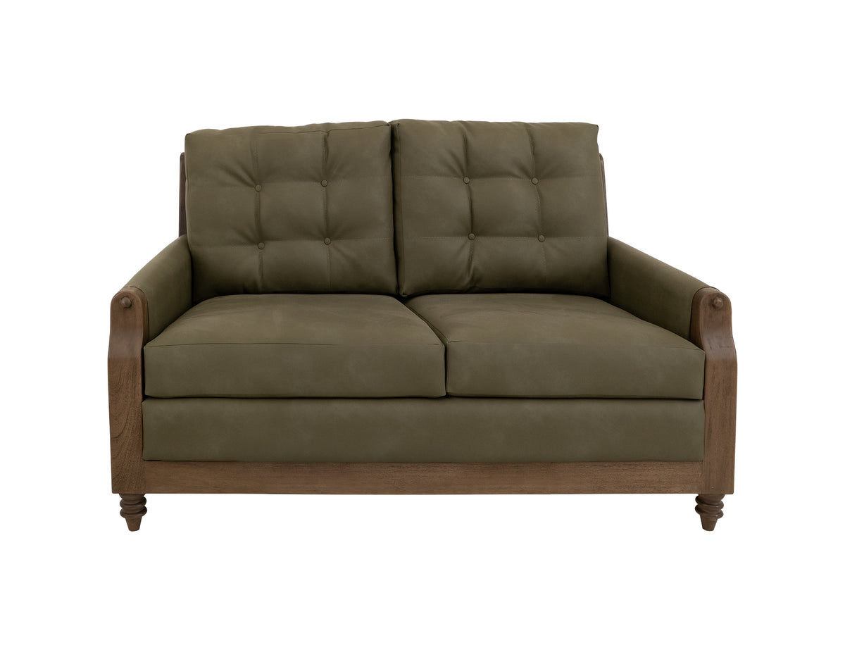 Xel-Ha II Loveseat, Brown/Green, Wooden Frame, Upholstered