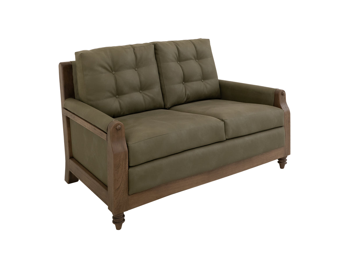 Xel-Ha II Loveseat, Brown/Green, Wooden Frame, Upholstered