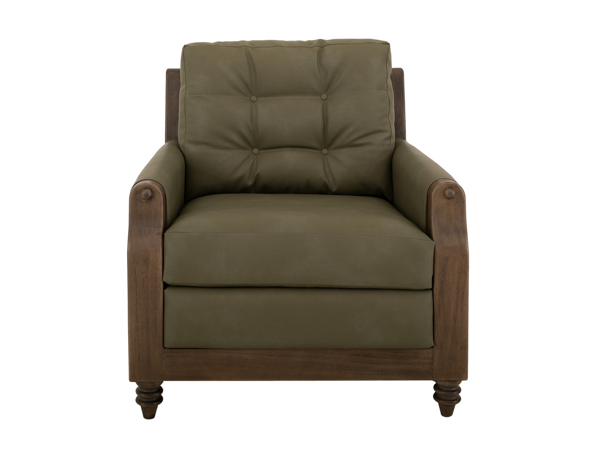 Xel-Ha II Armchair, Brown/Green, Wooden Frame