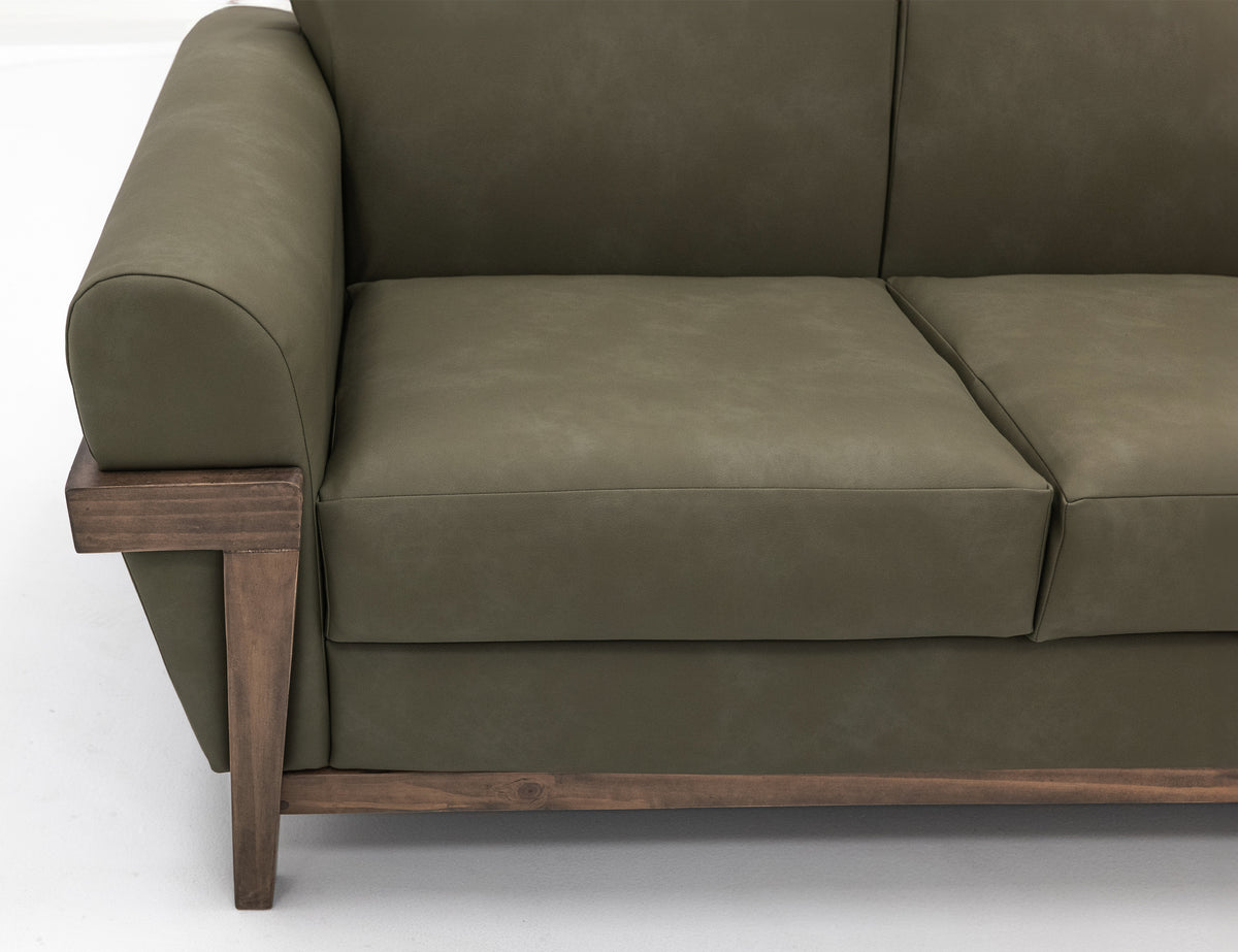 Mezquite Sofa, Green, Wooden Frame & Base