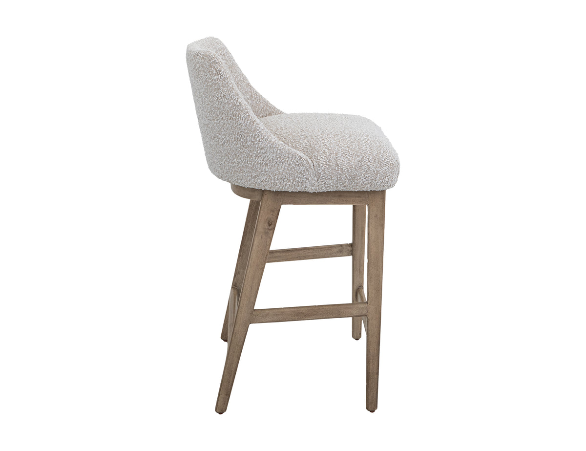 Emma Upholstered Barstool, White, Wooden Frame, Barstool 30"