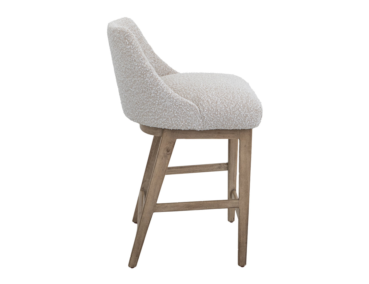Emma Upholstered Barstool, Beige, Wooden Frame, Barstool 24"