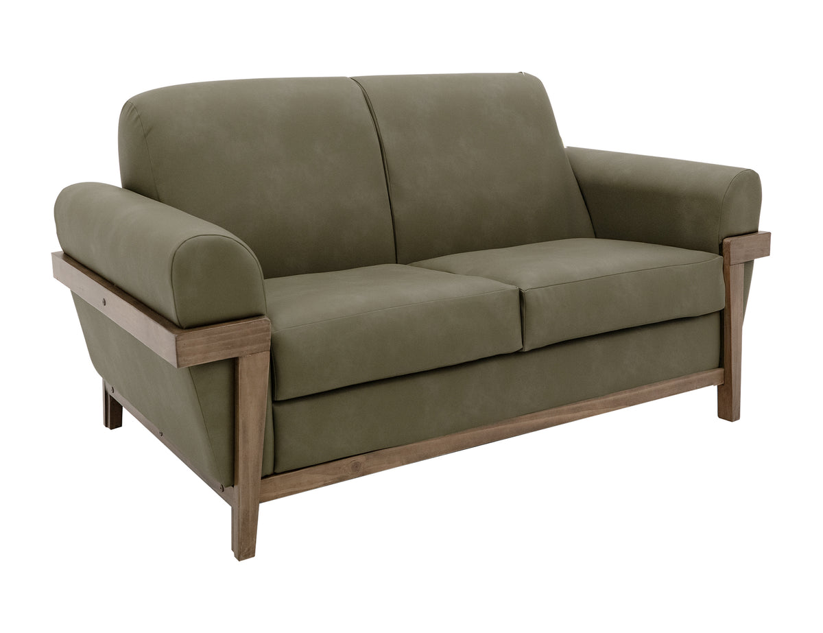 Mezquite Loveseat, Green, Wooden Frame & Base