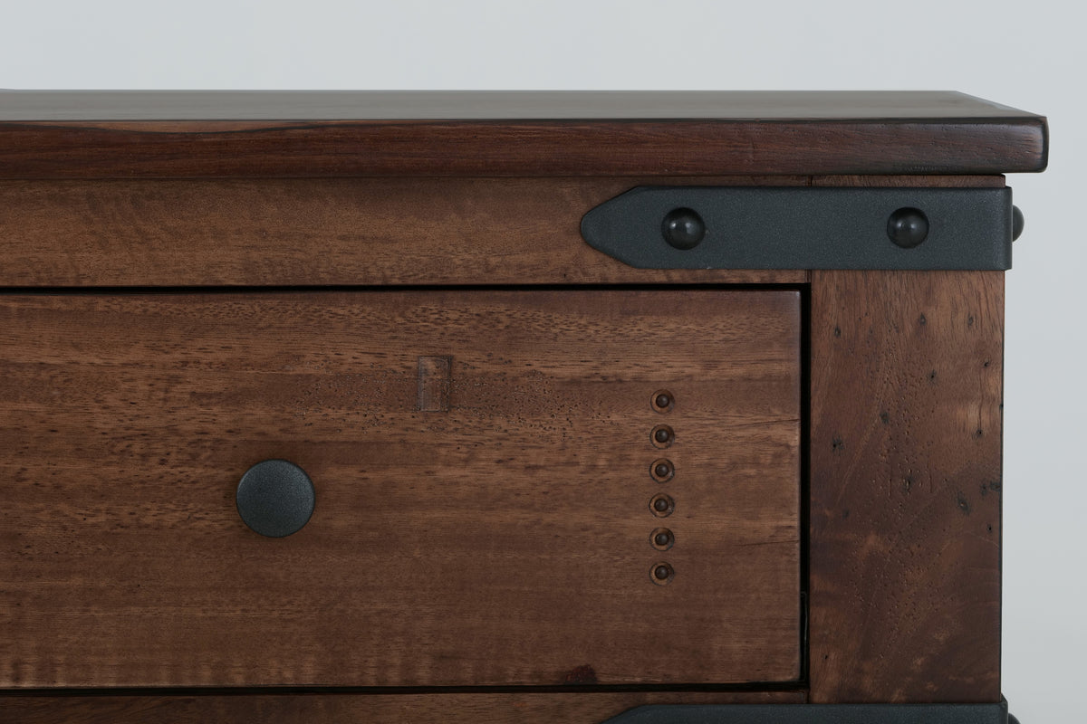 Parota Console, Brown, 3 Drawer 4 Glass Doors 70"