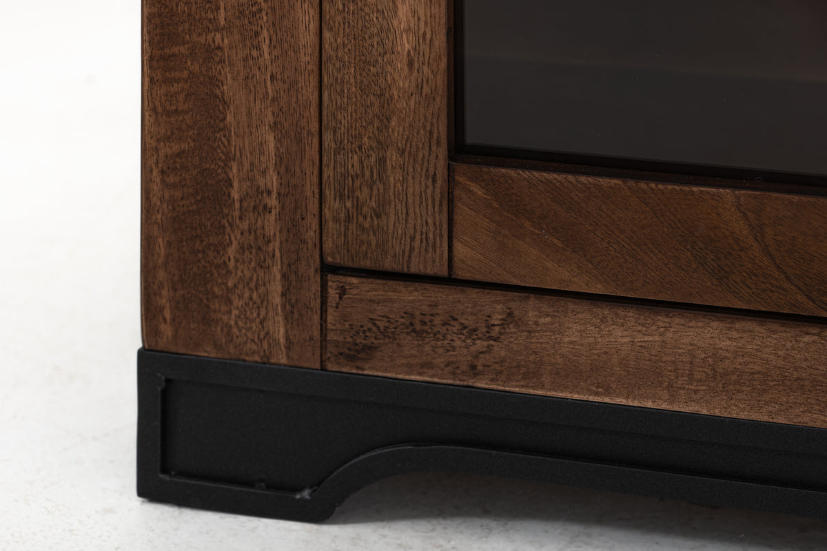 Parota Console, Brown, 3 Drawer 4 Glass Doors 70"