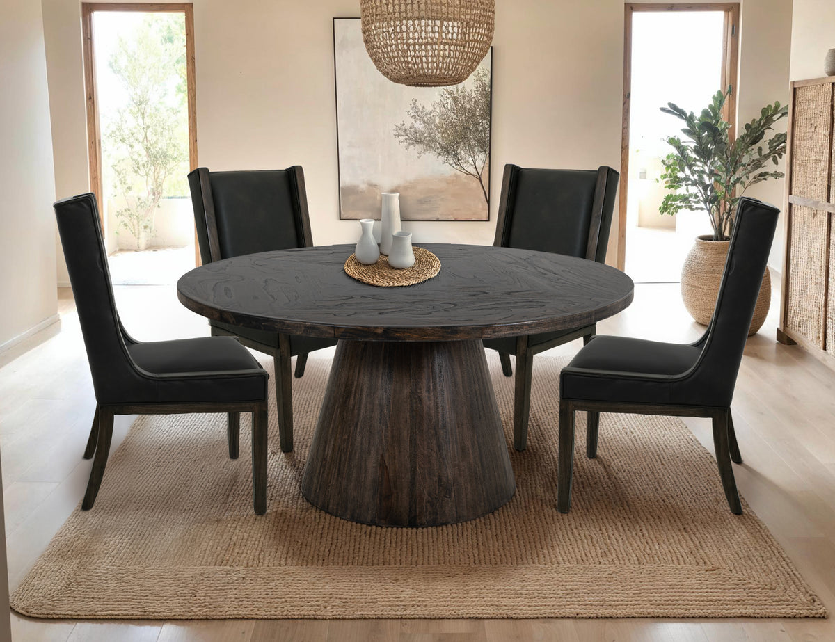 Black Balam Upholstered Chair, Black, Wooden Chair
