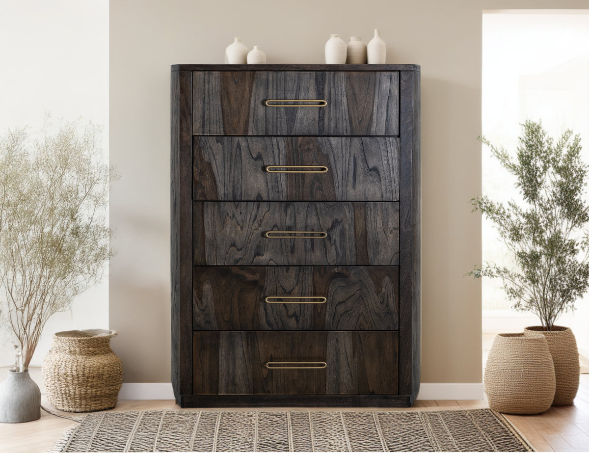 Black Balam Chest, Black, 5 Drawer