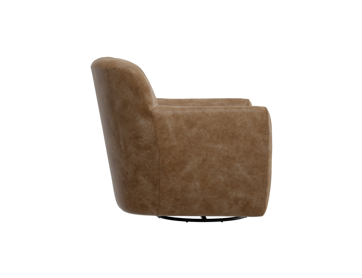 Tamesis Armchair, Orange, Wooden Frame & Metal Base, 360 Degree Swivel Accent Chair