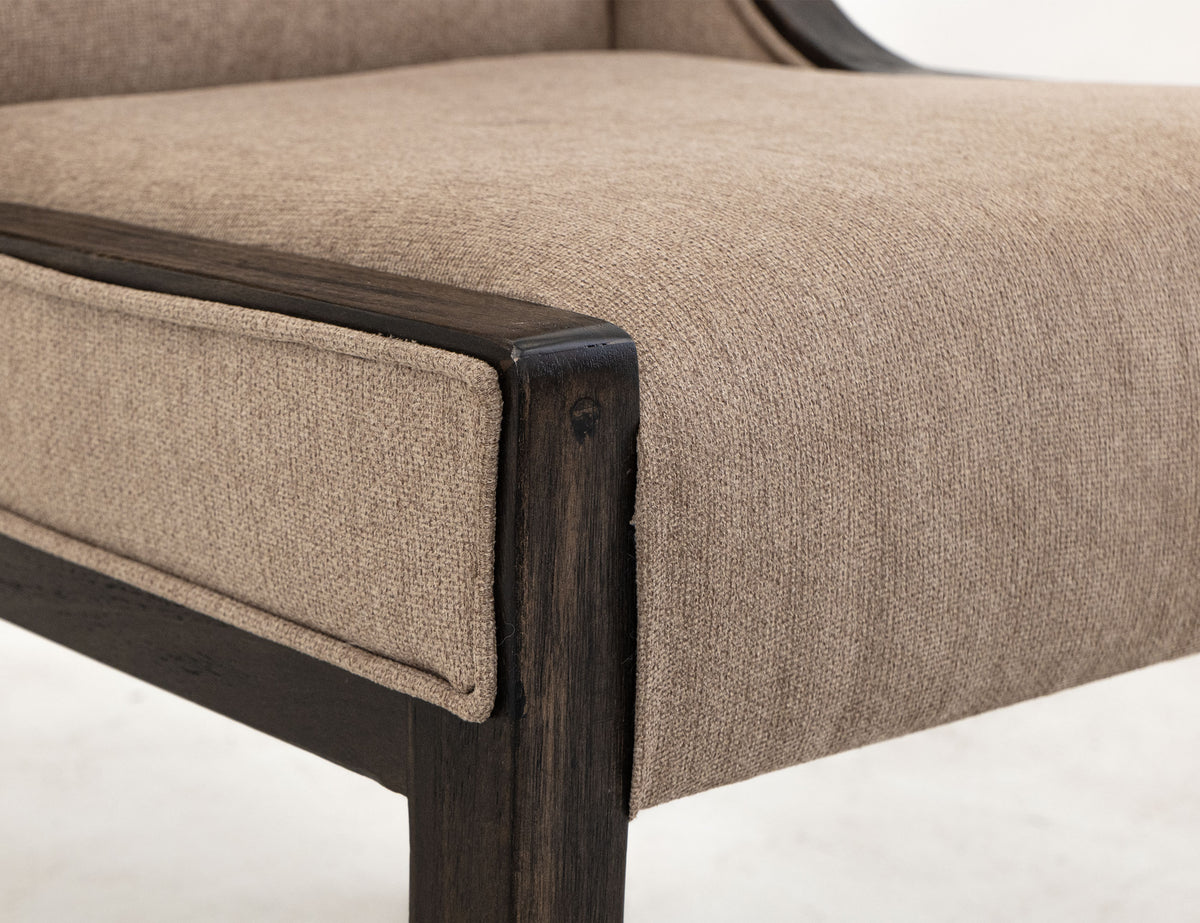 Black Balam Upholstered Chair, Black/Brown, Chair with a high backrest