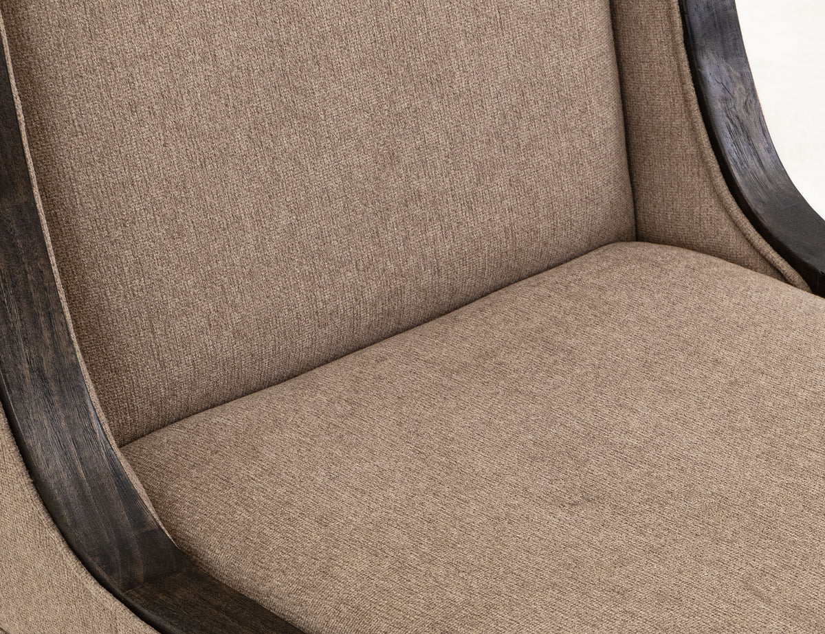 Black Balam Upholstered Chair, Black/Brown, Chair with a high backrest