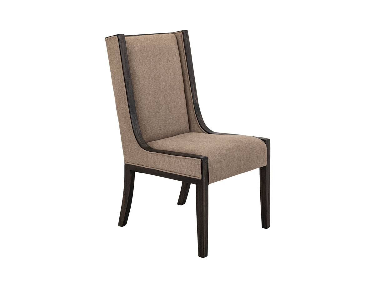 Black Balam Upholstered Chair, Black/Brown, Chair with a high backrest
