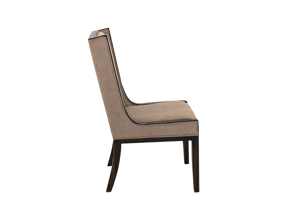 Black Balam Upholstered Chair, Black/Brown, Chair with a high backrest