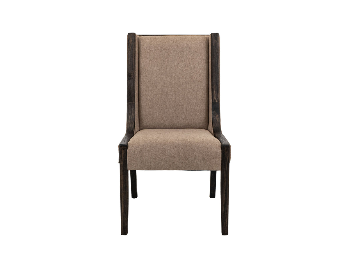 Black Balam Upholstered Chair, Black/Brown, Chair with a high backrest