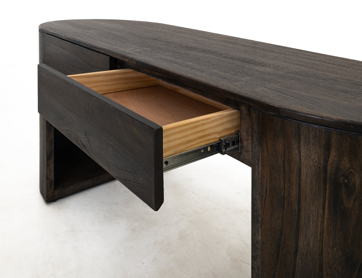 Black Balam Desk, Black, 2 Drawer
