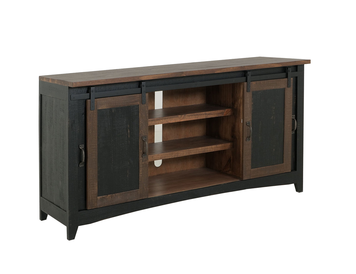Pueblo TV Stand, Black, 2 Sliding Doors, 2 Mesh Doors TV-Stand