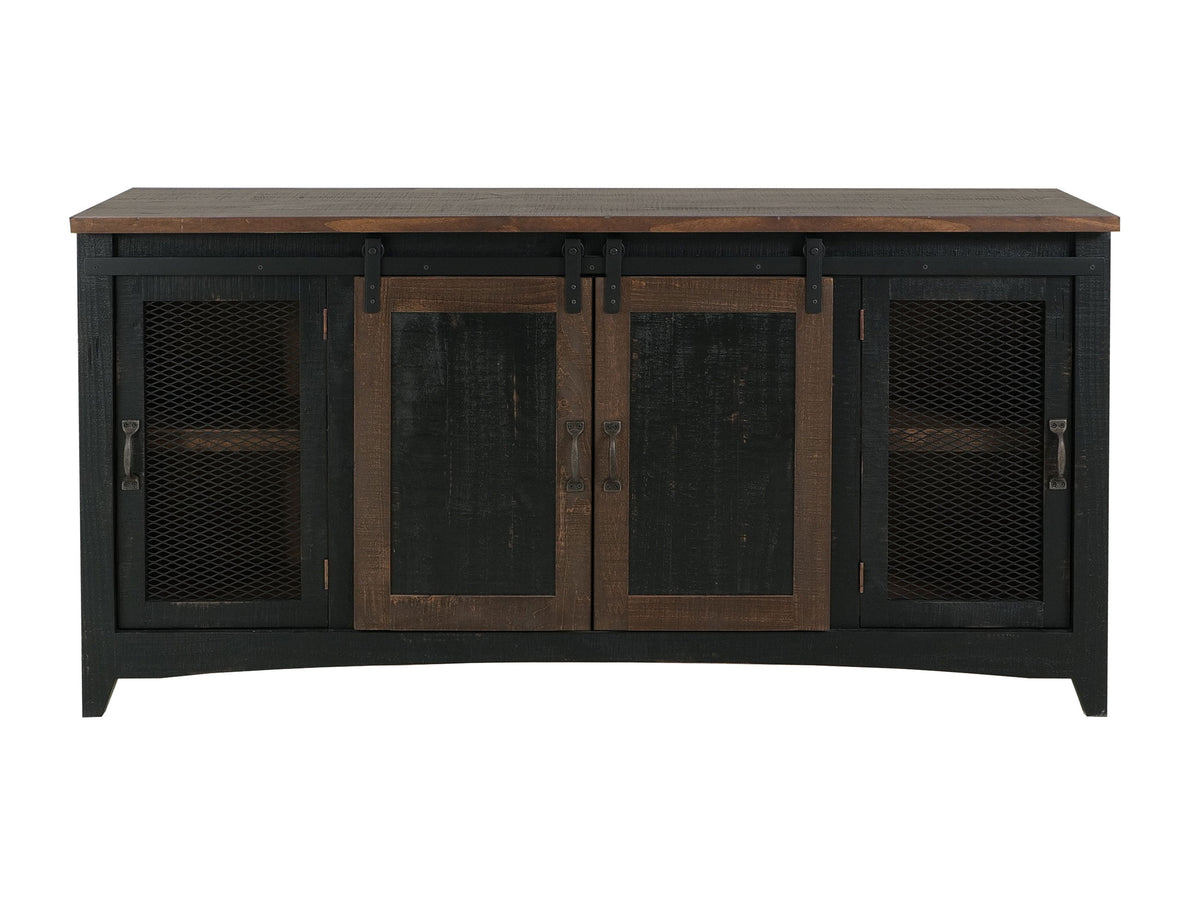 Pueblo TV Stand, Black, 2 Sliding Doors, 2 Mesh Doors TV-Stand
