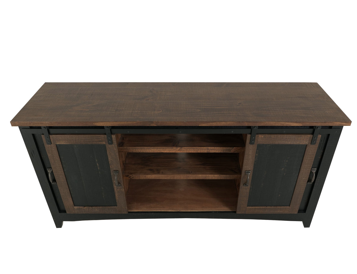 Pueblo TV Stand, Black, 2 Sliding Doors, 2 Mesh Doors TV-Stand