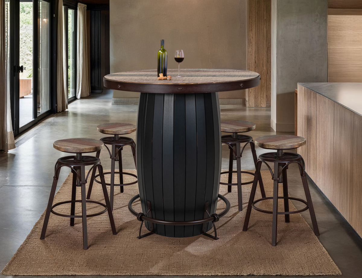 Antique Multicolor Bistro Table, Black, Base With Footrest