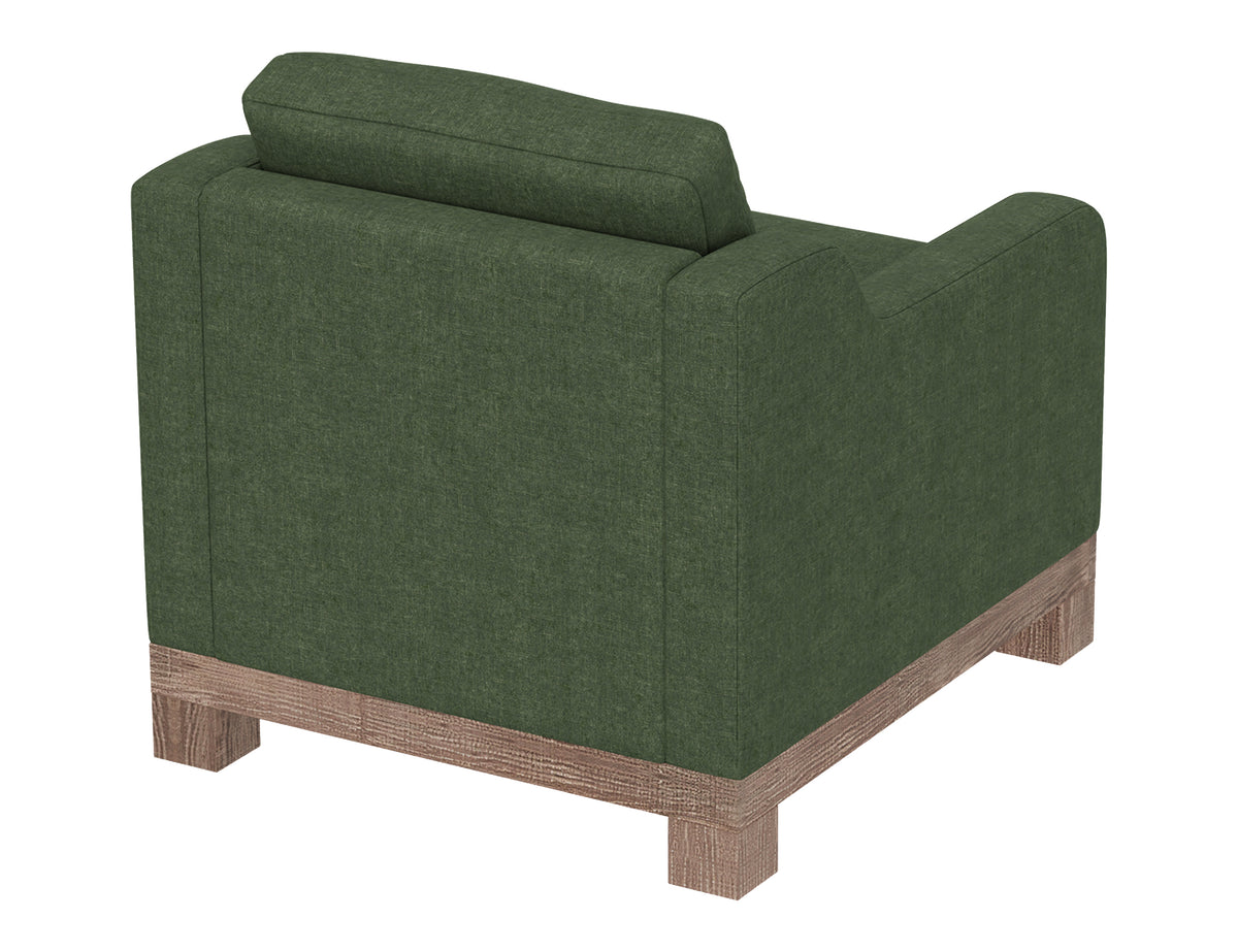 Samba Armchair, Green, Wooden Frame & Base