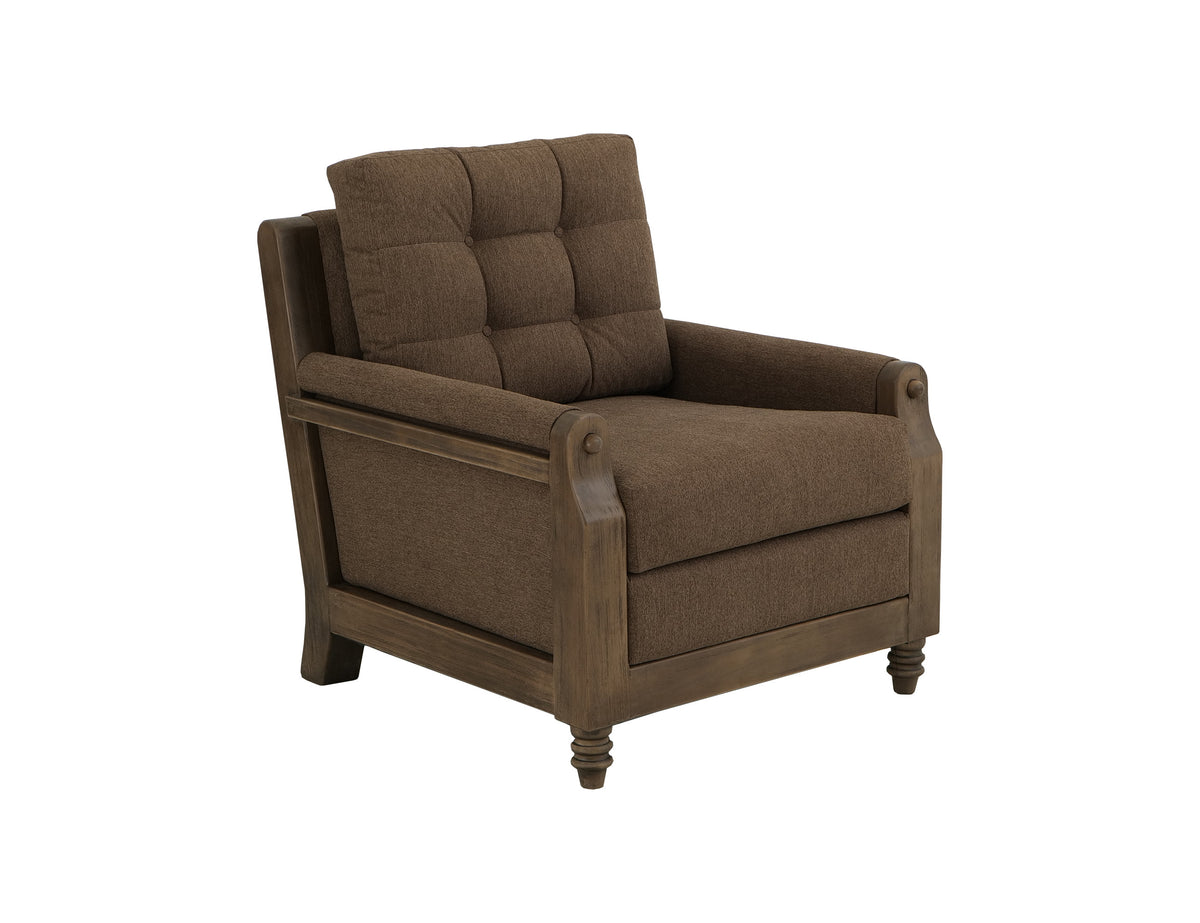 Xel-Ha II Armchair, Brown, Wooden Frame