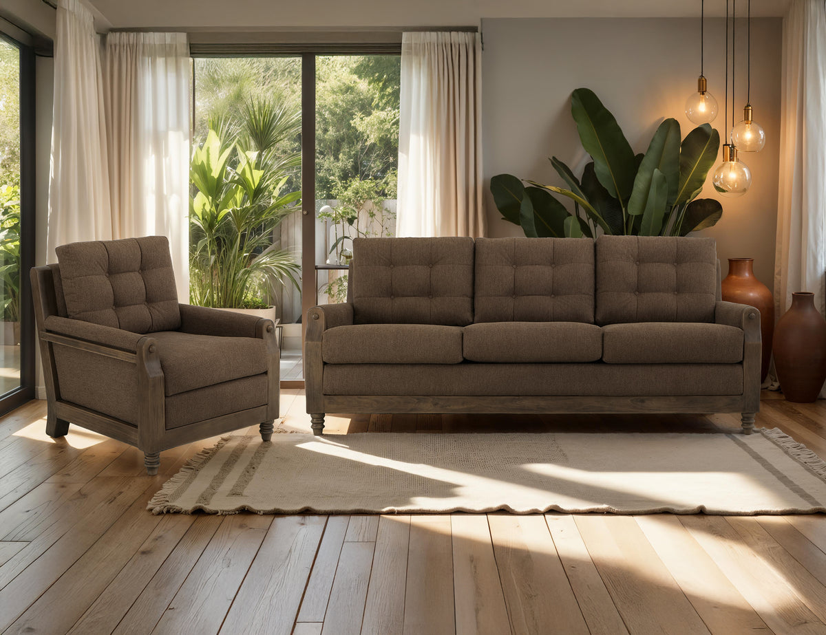 Xel-Ha II Sofa, Brown, Wooden Frame, Upholstered
