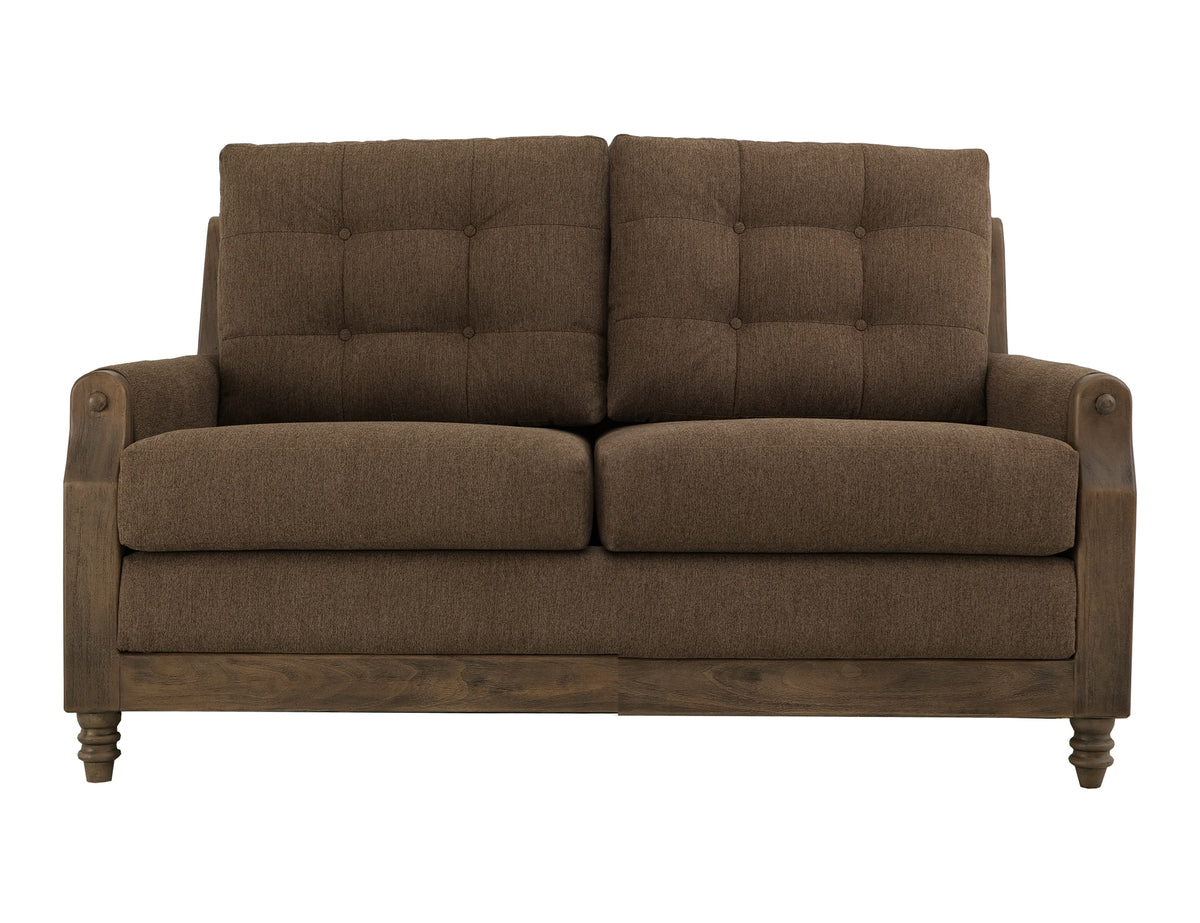 Xel-Ha II Loveseat, Brown, Wooden Frame, Upholstered