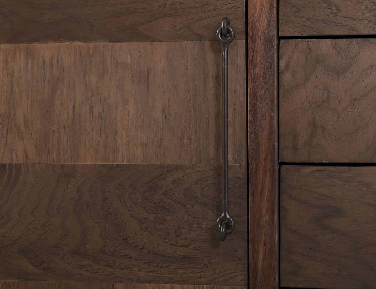Walnut Console, Brown, 4 Drawer & 2 Door