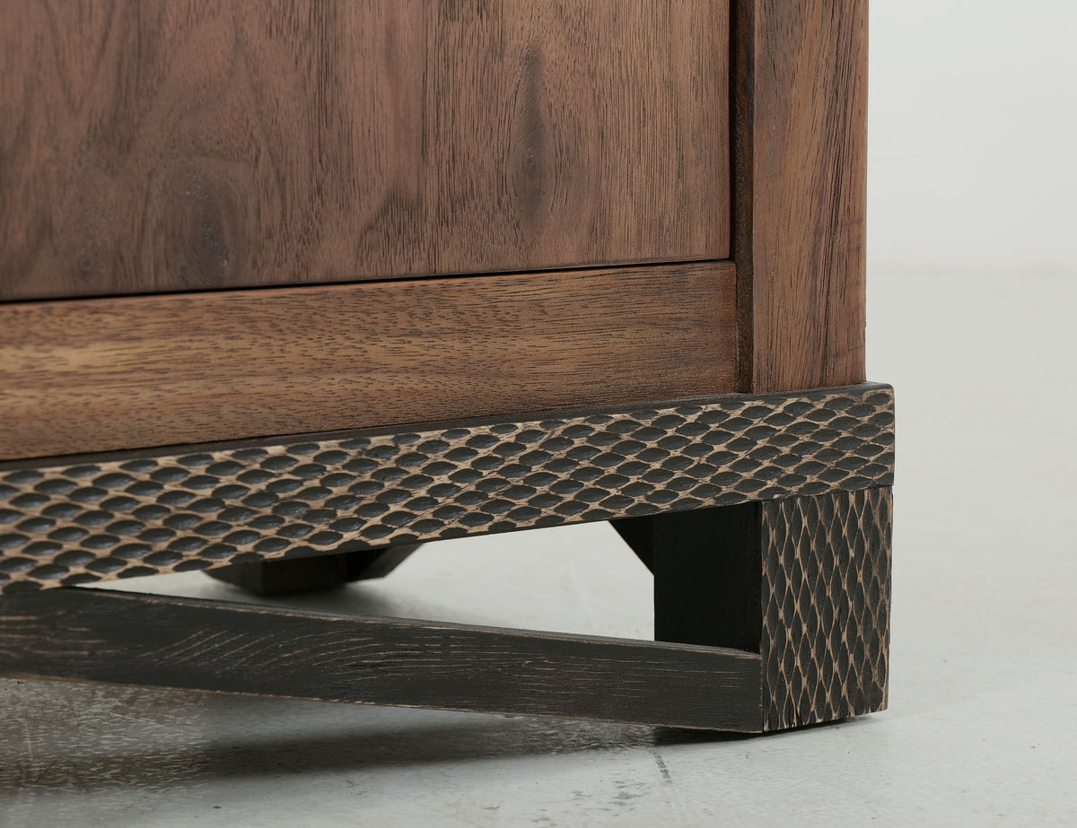 Walnut Console, Brown, 4 Drawer & 2 Door