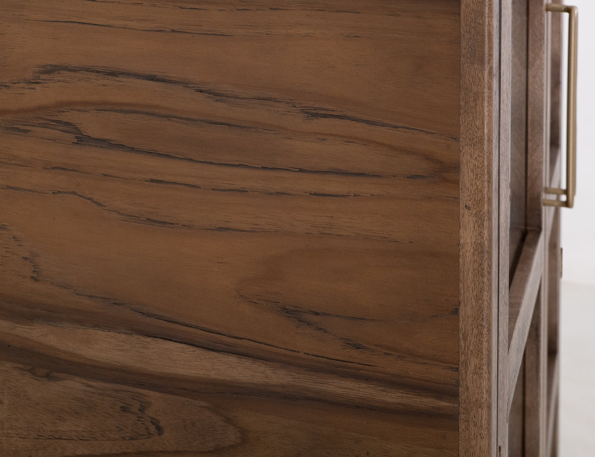 Balam Cabinet, Brown, 2 Drawer & 2 Glass Doors