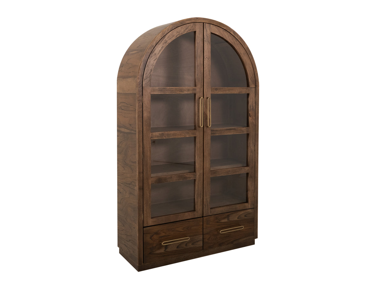 Balam Cabinet, Brown, 2 Drawer & 2 Glass Doors