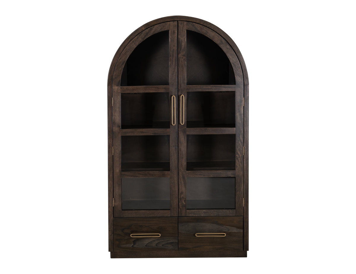 Black Balam Cabinet, Black, 2 Drawer & 2 Glass Doors