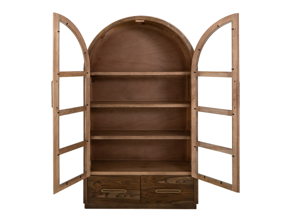 Balam Cabinet, Brown, 2 Drawer & 2 Glass Doors