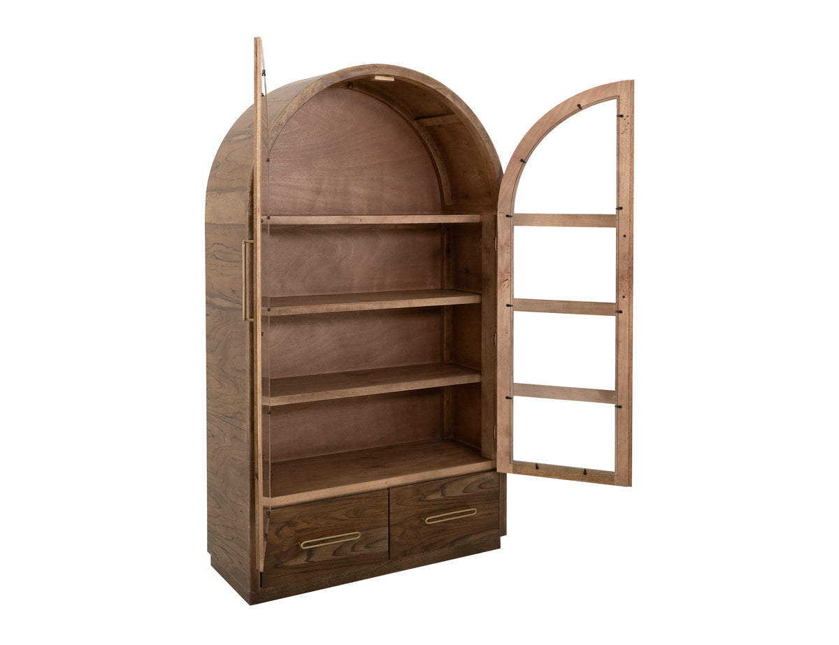 Balam Cabinet, Brown, 2 Drawer & 2 Glass Doors
