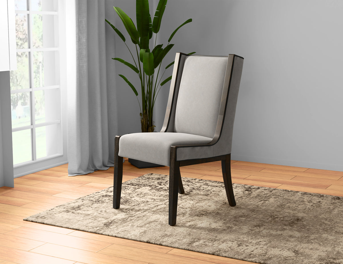 Black Balam Upholstered Chair, Black/Ivory, Wooden Chair