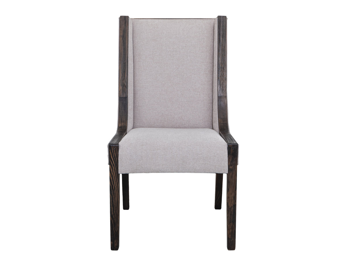Black Balam Upholstered Chair, Black/Ivory, Wooden Chair