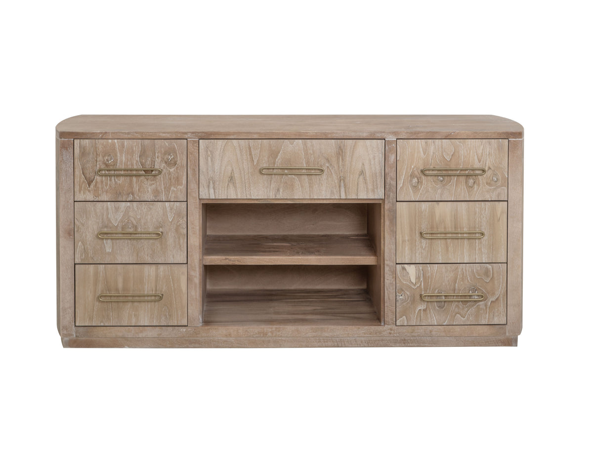 White Balam Console, White, 7 Drawer
