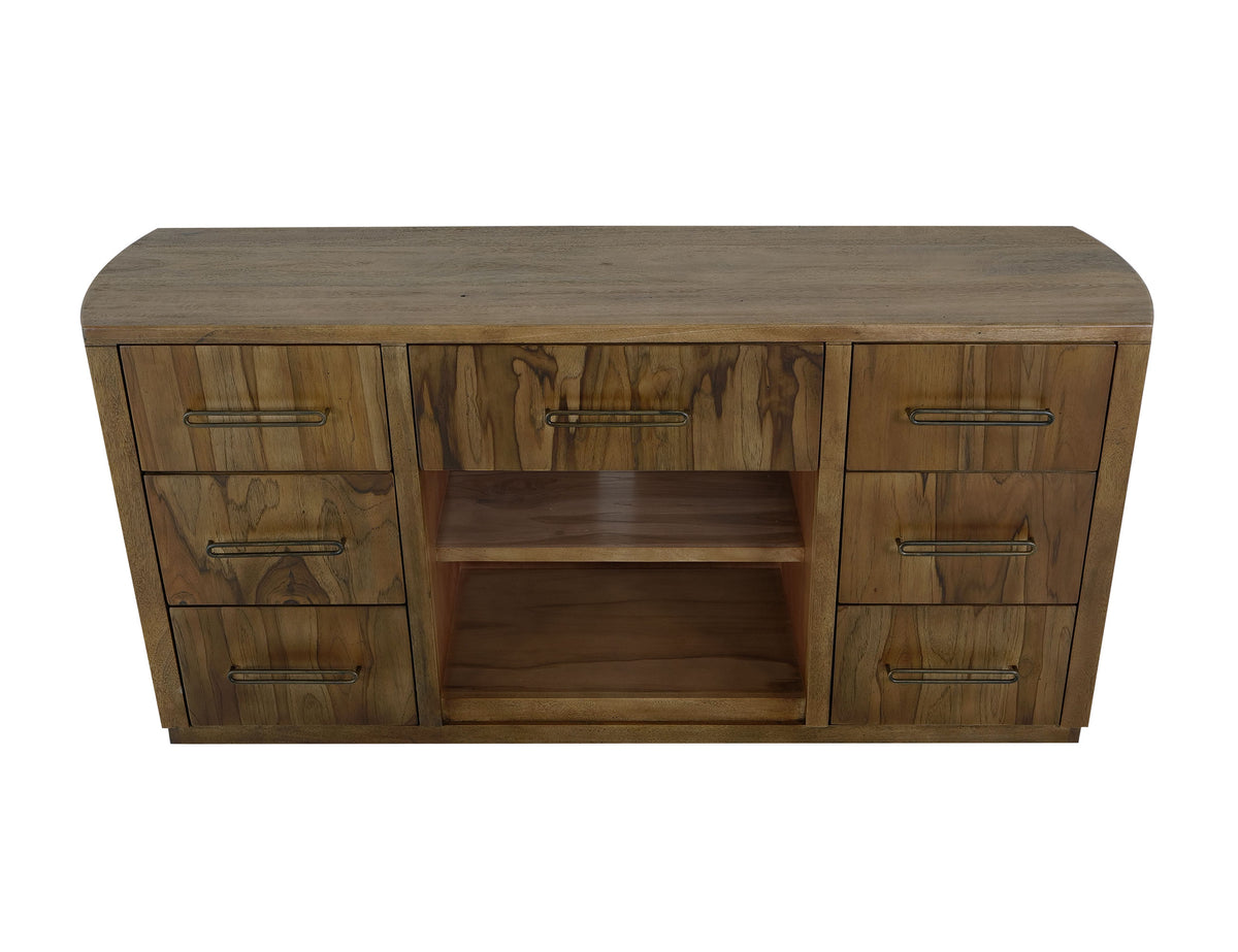 Balam Console, Brown, 7 drawer, 1 Shelf