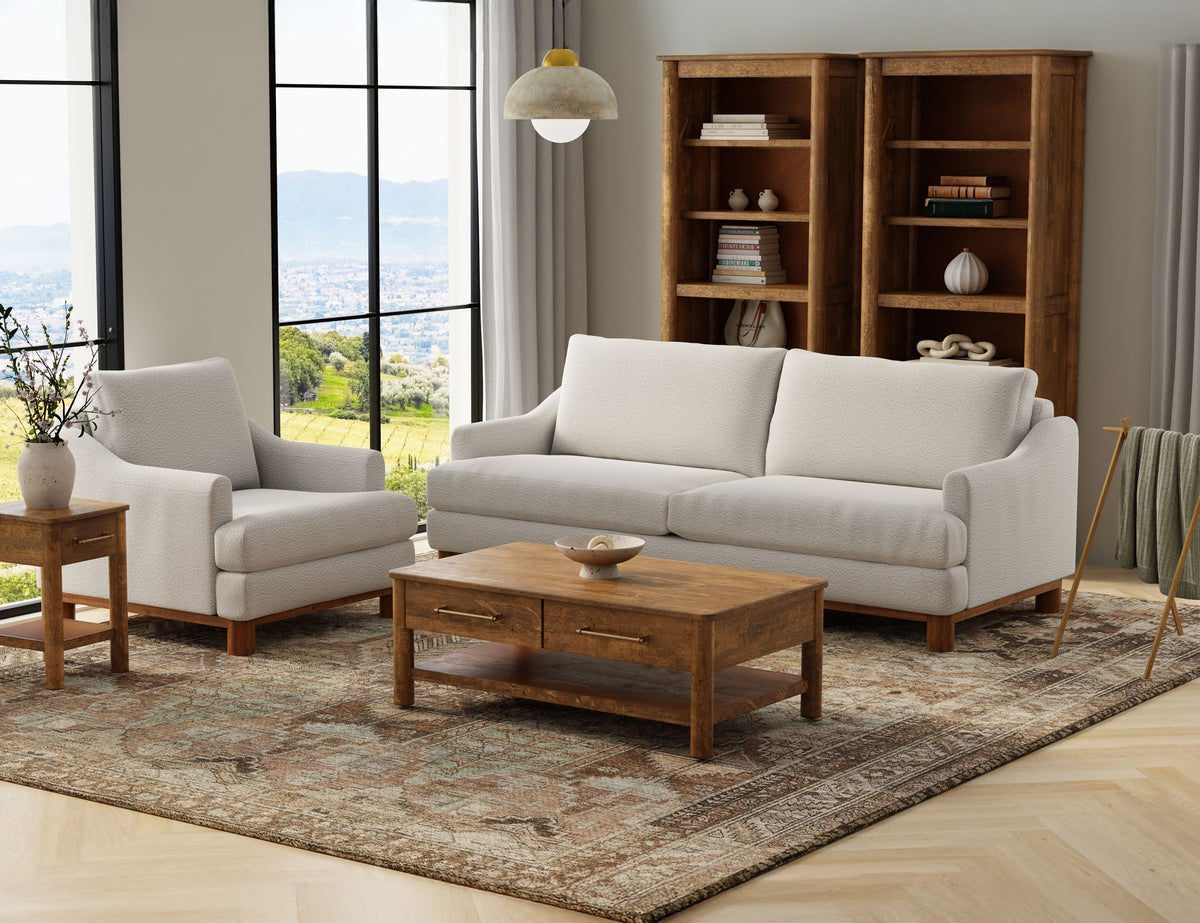 Olimpia Sofa, Beige, Wooden Frame & Base - IUP738-SOF-101