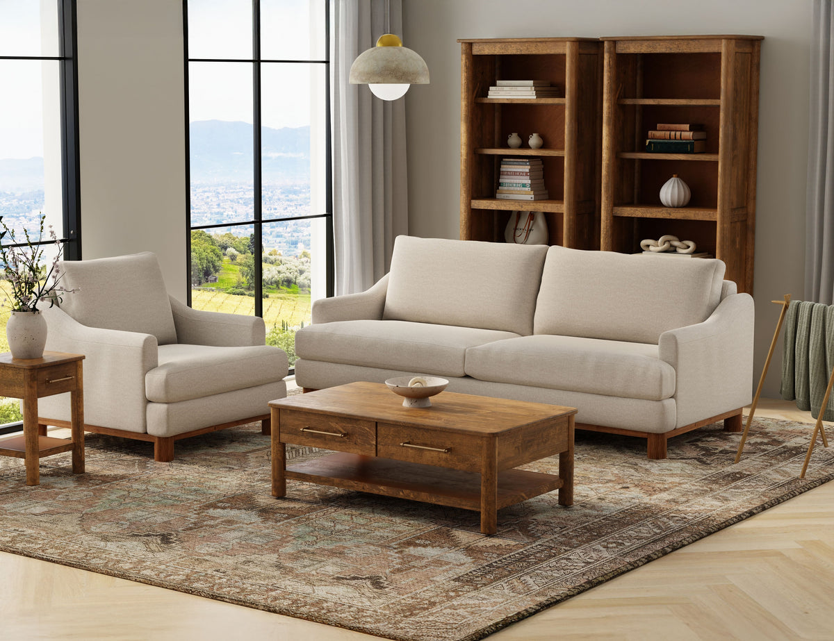 Olimpia Sofa, Beige, Wooden Frame & Base - IUP738-SOF-161