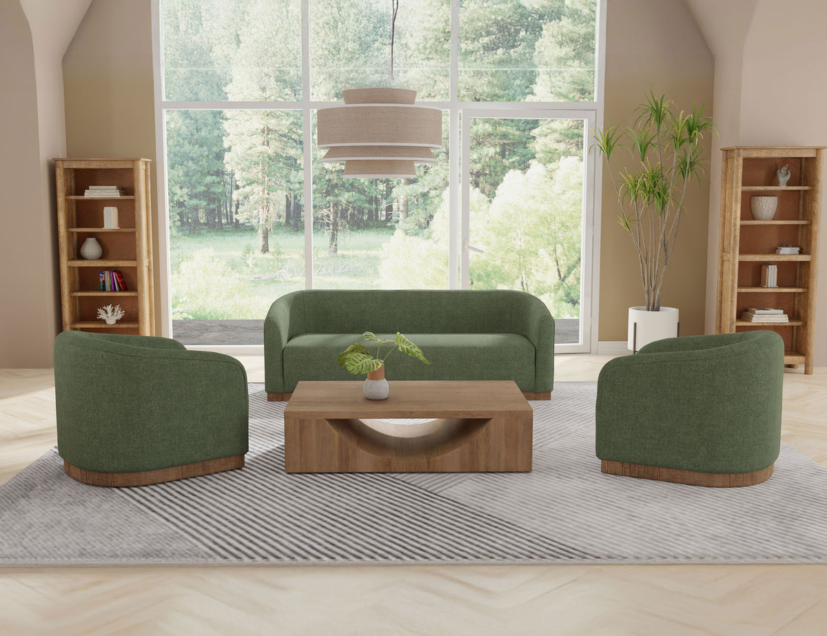 Suomi Sofa, Green, Wooden Frame & Base