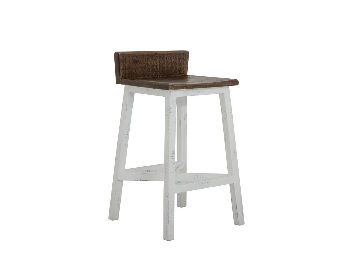 Pueblo White Barstool, Brown, 24" Wooden Stool - IFD360BS24-W