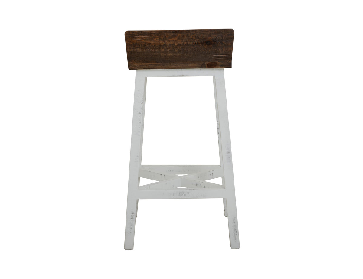 Pueblo White Stool, Brown, 30" Wooden